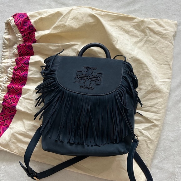 Tory Burch Handbags - Tory Burch Women's Blue Harper Fringe Mini Backpack